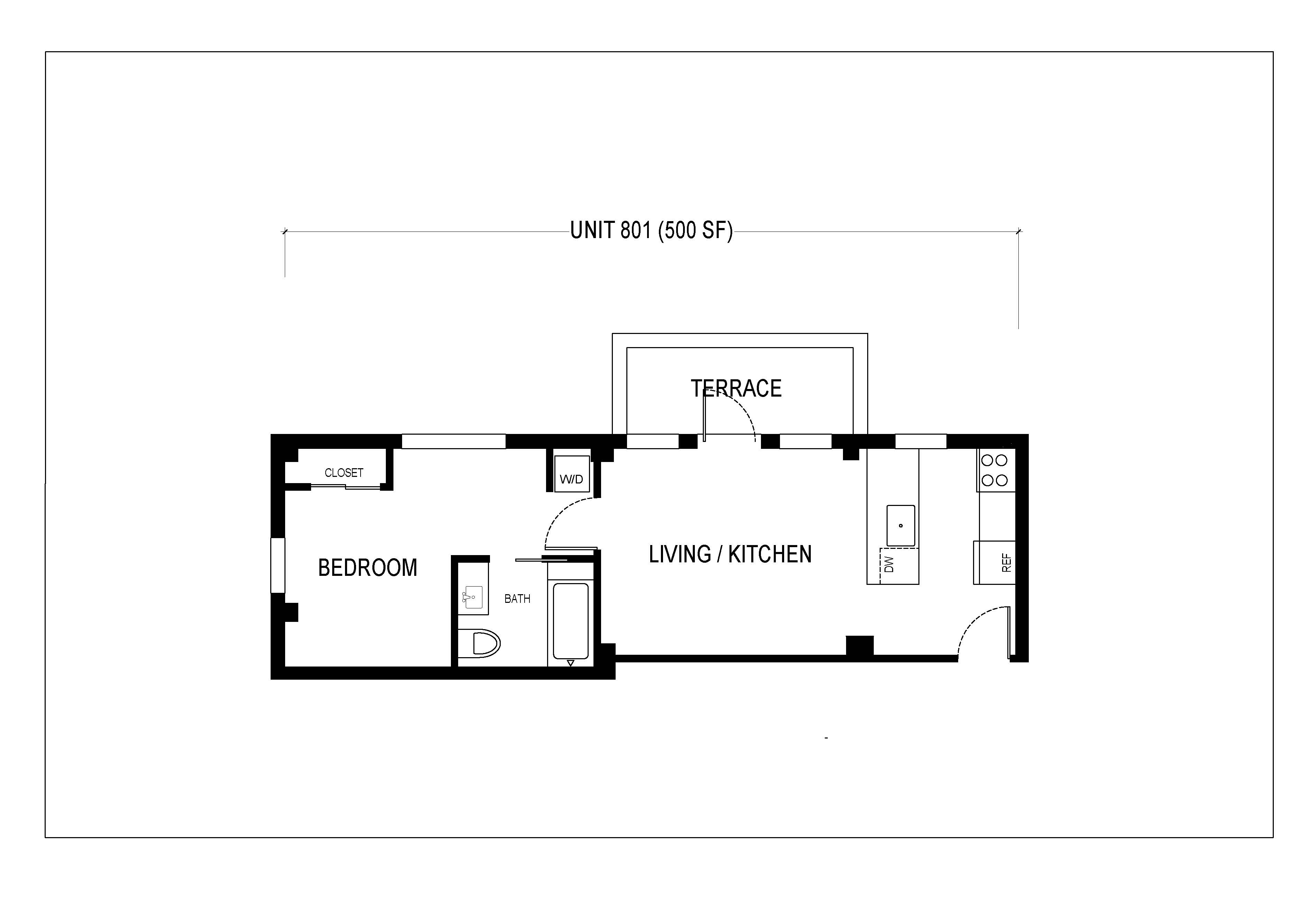 1 Bed 1 Bath Terrace (8th floor)