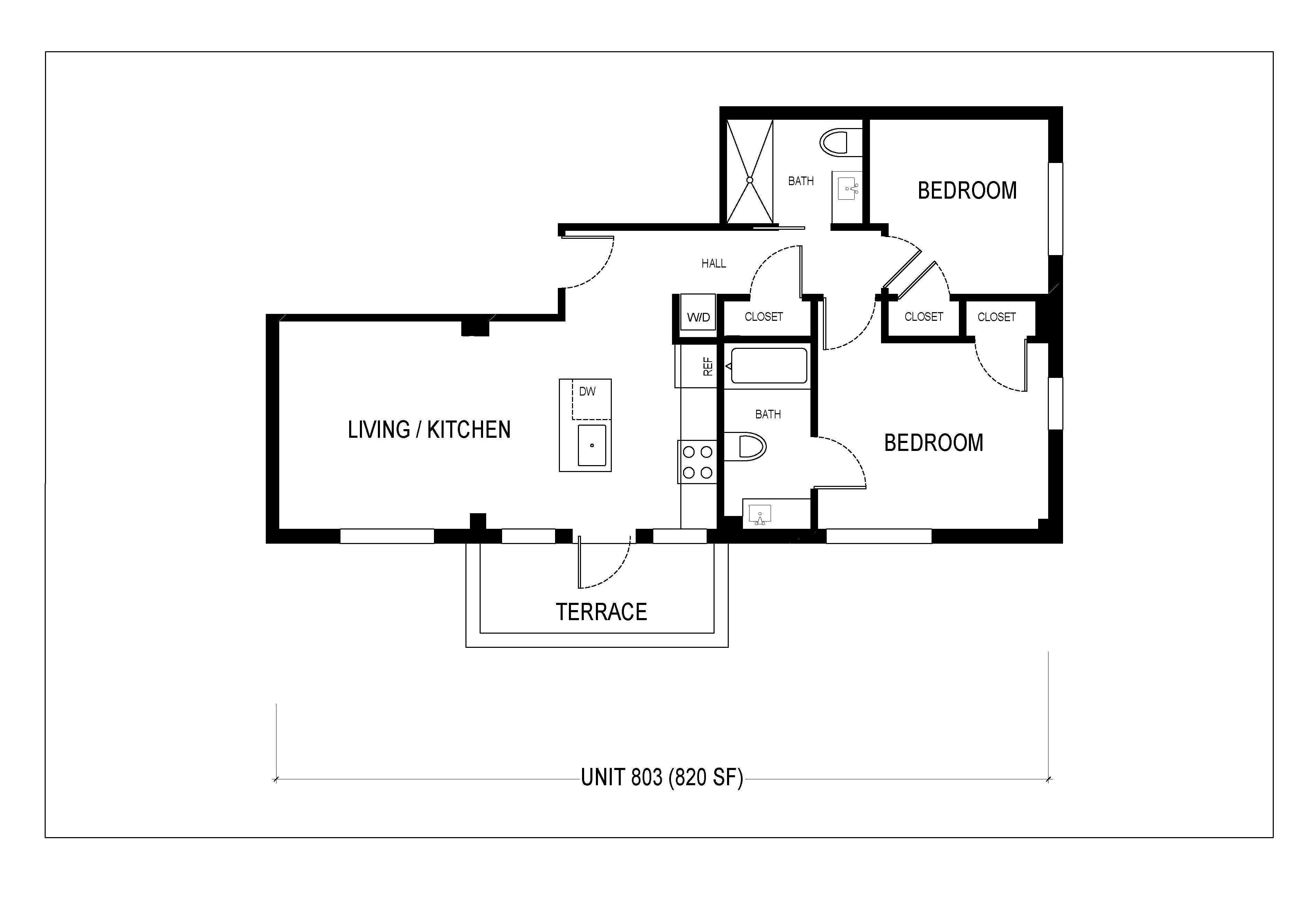 1 Bed 1 Bath Terrace (8th floor)